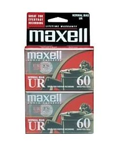 Maxell 109024 60 Minute Storage Capacity Normal Bias Type Flat Packs 2 Pack Cassettes