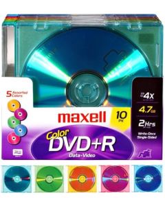 Maxell MXL-DVD+R/COLOR/10 4X Color Write-Once DVD+r