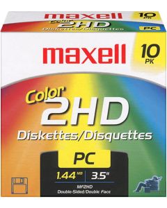 Maxell 3.5 1.44MB IBM MF2HD High Density Preformatted Disk (10-Pack, Assorted Colors)