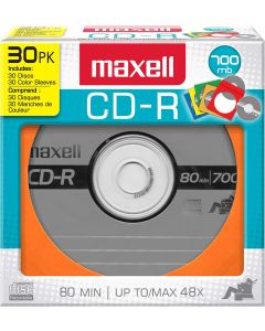 Maxell CDR 30 Pack, 700MB with 80 Minutes of Recording Time, 648451